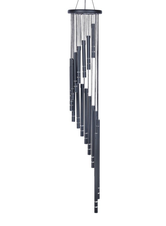 MELOPA 33.5" 18 Pipe Metal Wind Chims for Home Balcony Energy,& Office Positive Energy Meditation and Best Gift for Birthday Anniversary Home Vastu and Return Gift 18 Pipe Black,18 Pipe -Black - Image 1
